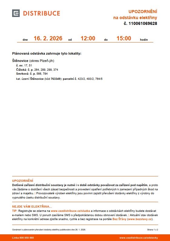 odstávka elektřiny